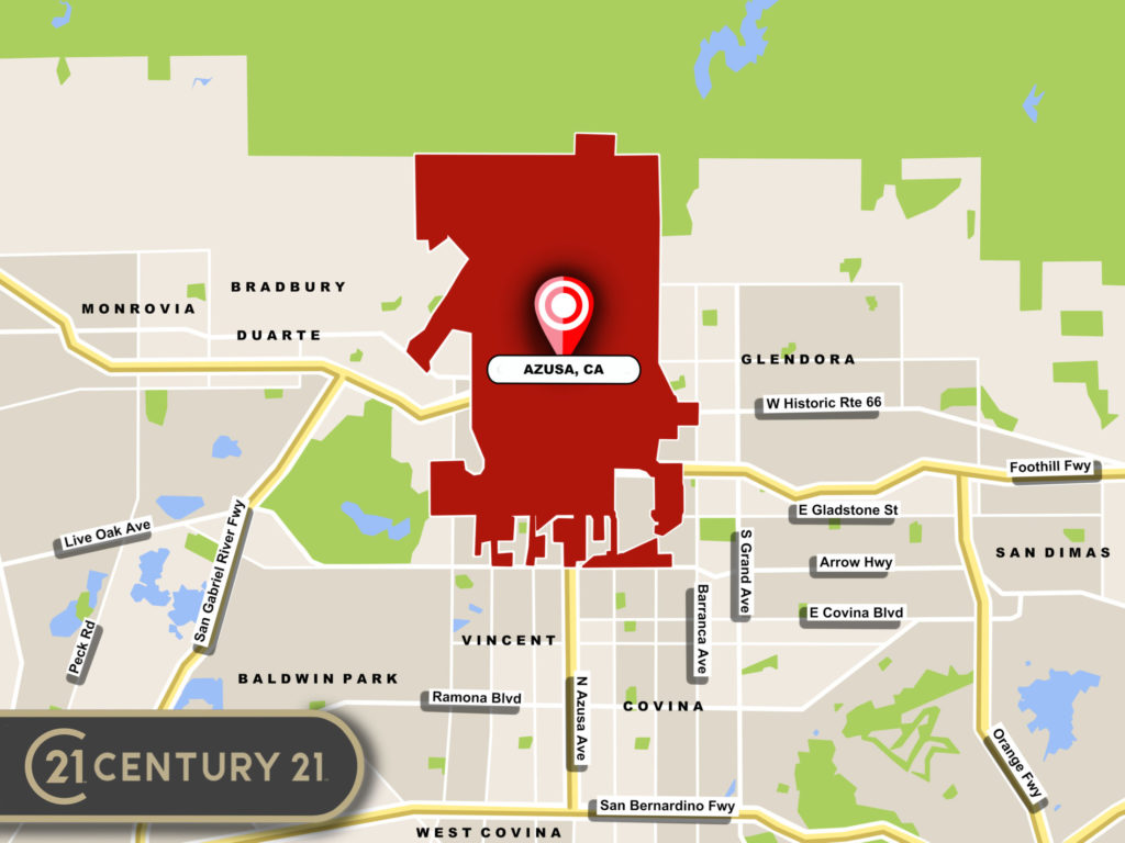 Custom Map Infographics for the Luxury Homes for Sale in Azusa, CA Community Guide Page